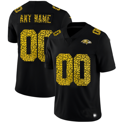 Custom1 Baltimore Ravens Leopard Print Fashion Vapor Limited Jersey1 Black Stitched American Football Jerseys