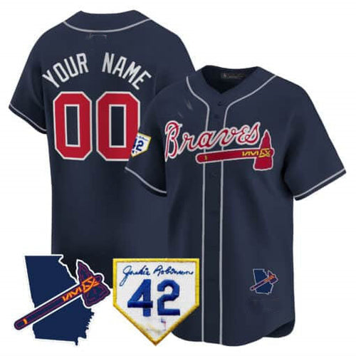 Custom A.Braves Robinson & Georgia Patch Limited Stitched Baseball Jerseys