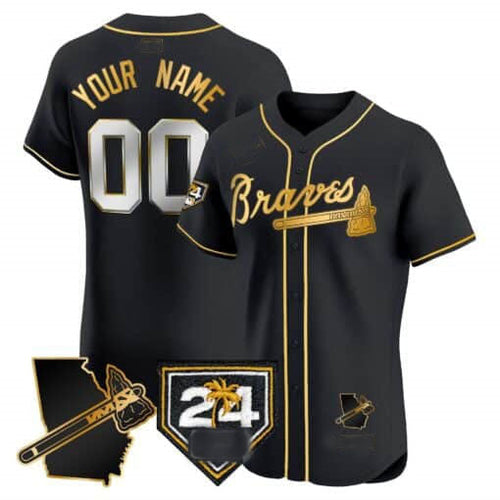 Custom A.Braves Spring Training & Georgia Patch Elite Stitched Baseball Jerseys