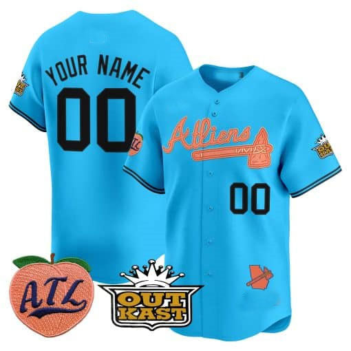Custom A.Braves Atliens & Peach Limited Jersey Stitched Baseball Jersey
