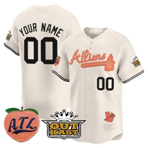 Custom A.Braves Atliens & Peach Limited Jersey Stitched Baseball Jersey