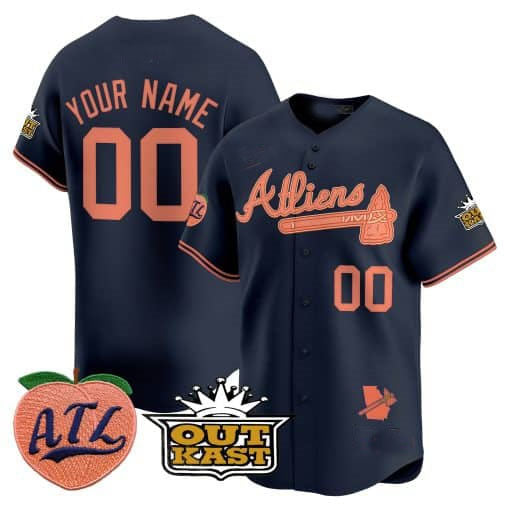 Custom A.Braves Atliens & Peach Limited Stitched Baseball Jerseys