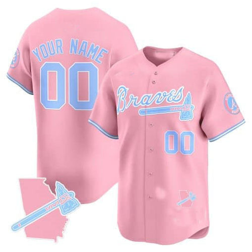 Custom A.Braves Bubblegum Pink Vapor Premier Limited Jersey¨C All Stitched Baseball Jerseys