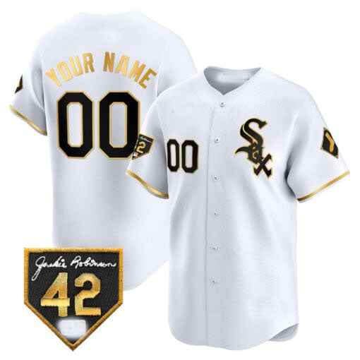 Custom C.White Sox Jackie Robinson Patch Limited Stitched Baseball Jerseys