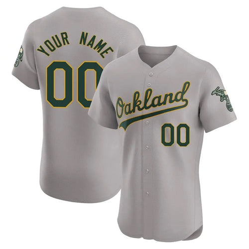 Custom Athletics Athletics Gray Elite Road Baseball Jerseys