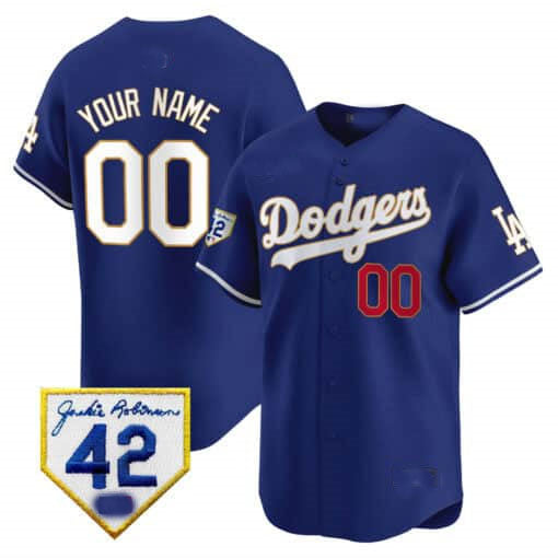 Custom LA.Dodgers Jackie Robinson Patch Limited Stitched Baseball Jerseys