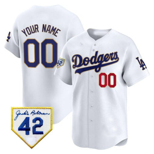 Custom LA.Dodgers Jackie Robinson Patch Limited Stitched Baseball Jerseys