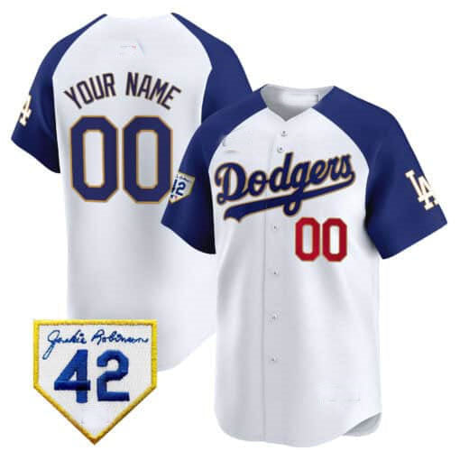 Custom LA.Dodgers Jackie Robinson Patch Limited Stitched Baseball Jerseys