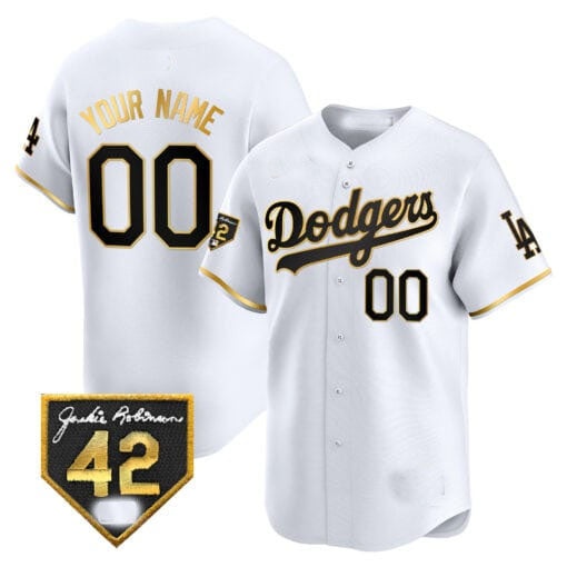 Custom LA.Dodgers Jackie Robinson Patch Limited Stitched Baseball Jerseys