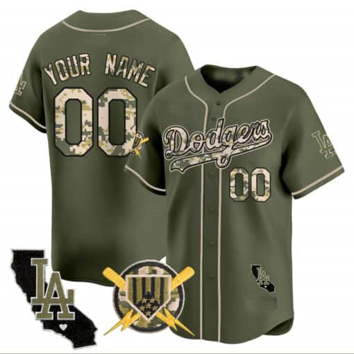 Custom LA.Dodgers Armed Forces Day Limited Stitched Baseball Jerseys