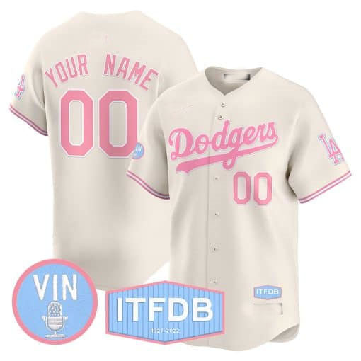 Custom LA.Dodgers Vin ITFDB Patch Pink Limited Baseball Jerseys