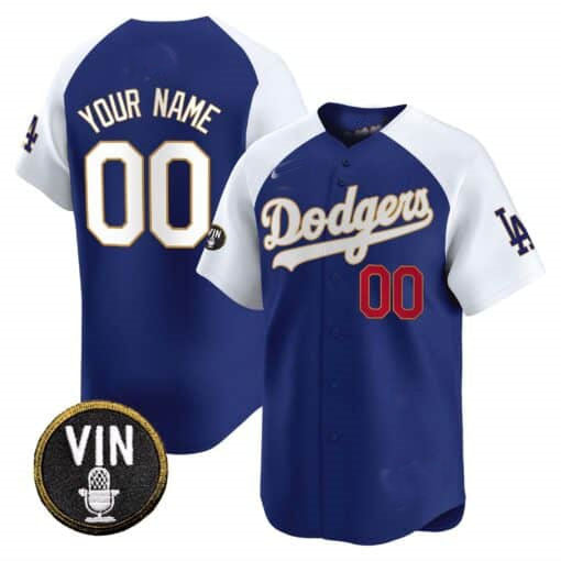 Custom LA.Dodgers Vin Scully Patch Gold Trim Limited Baseball Jerseys