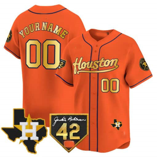 Custom H.Astros Jackie Robinson Patch Limited Stitched Baseball Jerseys