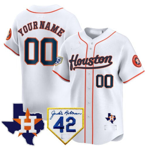 Custom H.Astros Jackie Robinson Patch Limited Stitched Baseball Jerseys