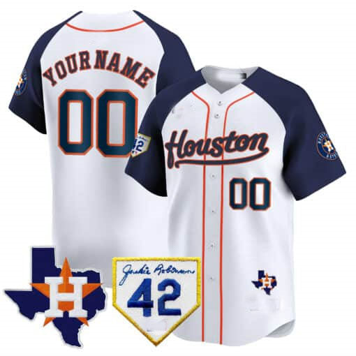 Custom H.Astros Jackie Robinson Patch Limited Stitched Baseball Jerseys