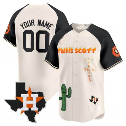 Custom H.Astros Cactus Jack Patch Limited Baseball Jerseys