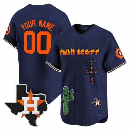 Custom H.Astros Cactus Jack Patch Limited Baseball Jerseys