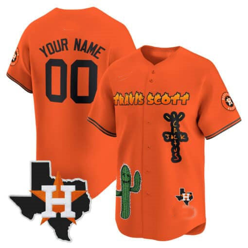 Custom H.Astros Cactus Jack Patch Limited Baseball Jerseys