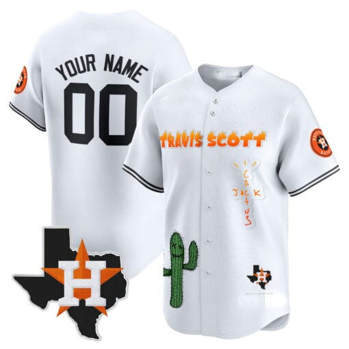 Custom H.Astros Cactus Jack Patch Limited Baseball Jerseys