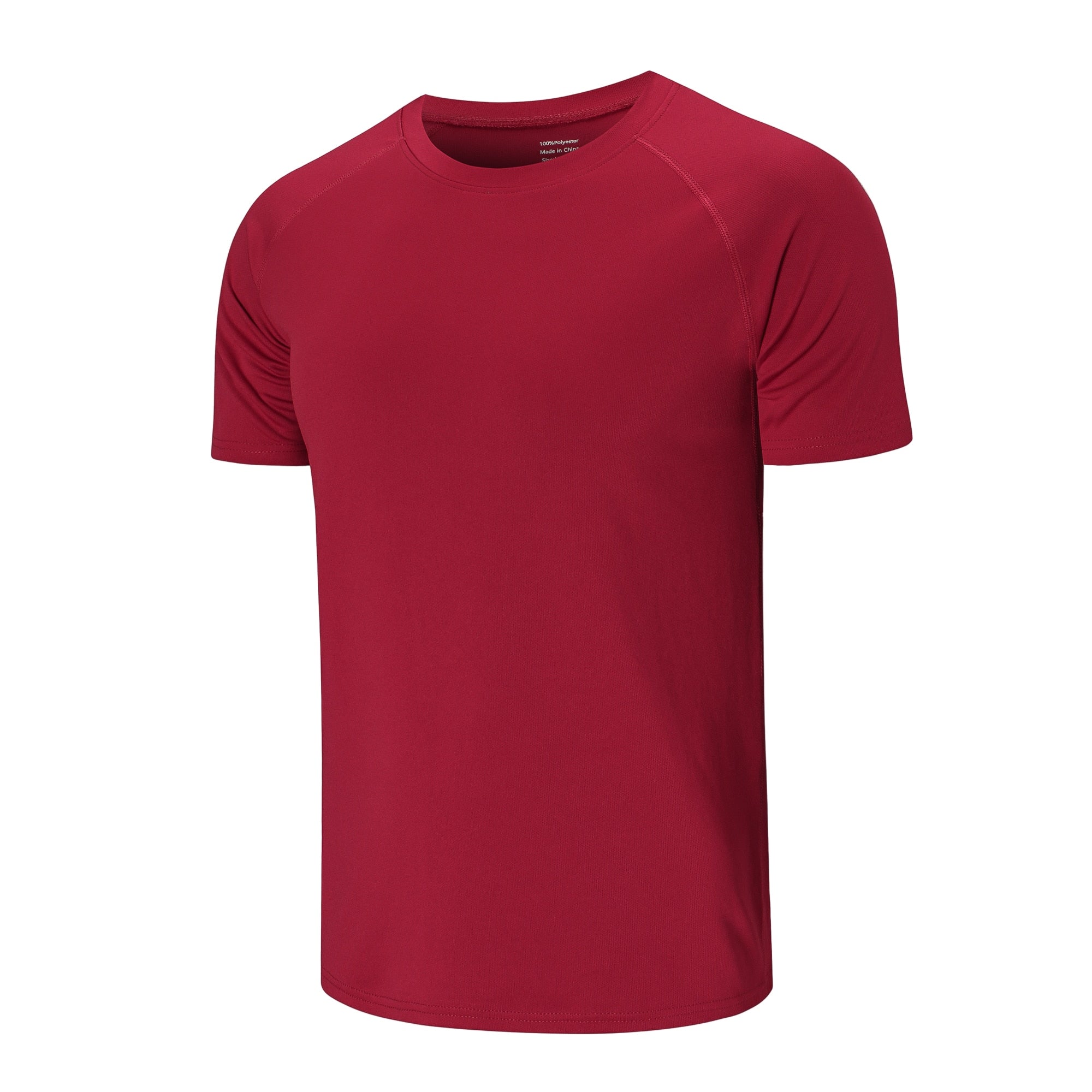 Men's Workout Sport Fitness Shirts Crew Neck Breathable T-Shirt Red