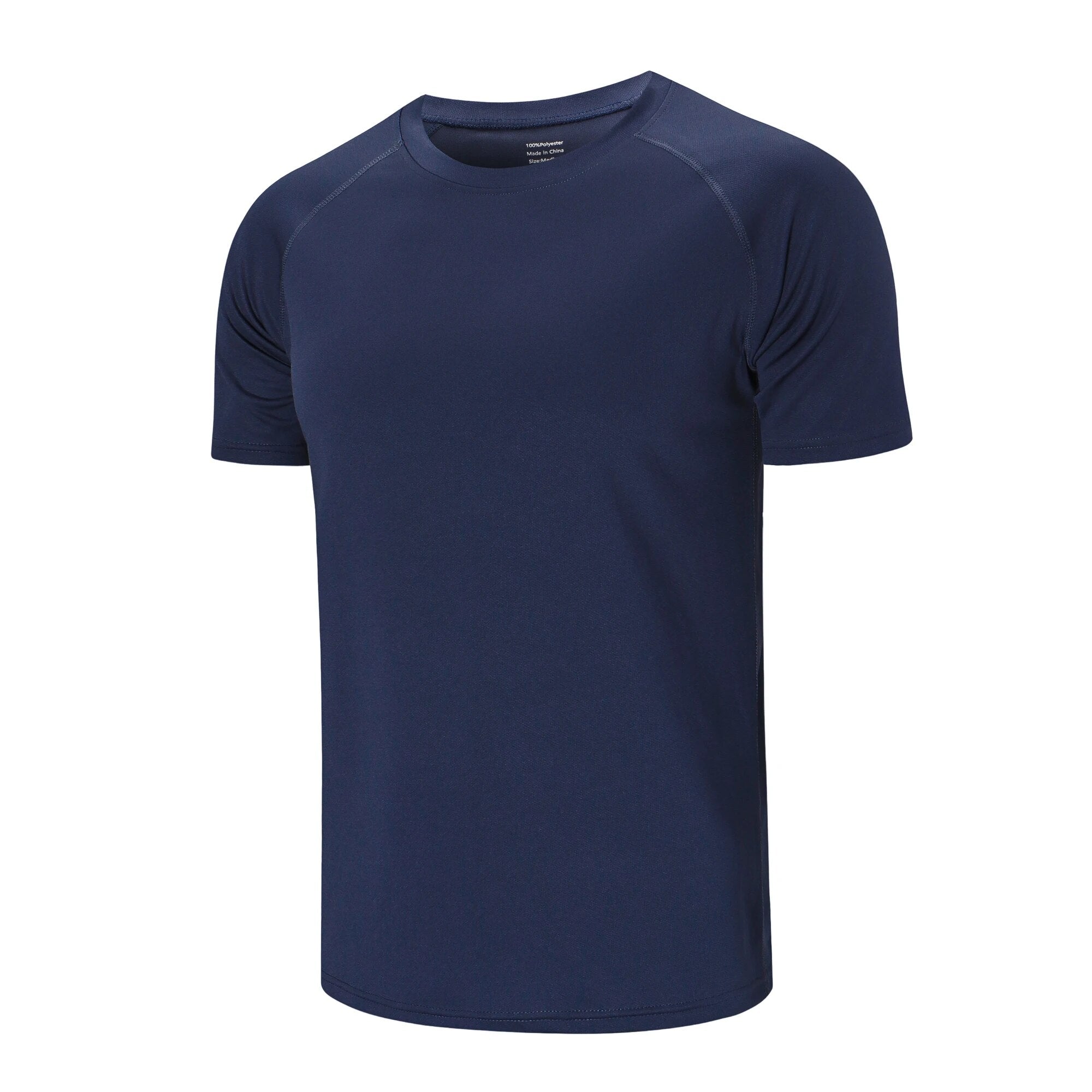 Men's Workout Sport Fitness Shirts Crew Neck Breathable T-Shirt Navy